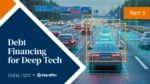 AI image of cars on a freeway with a UI overlay of self-driving technology, text reads 