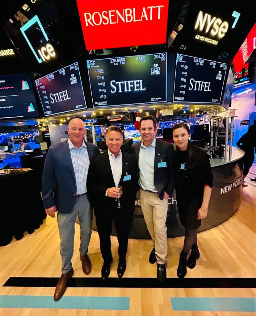 Stifel Venture Banking team on the floor of the NYSE